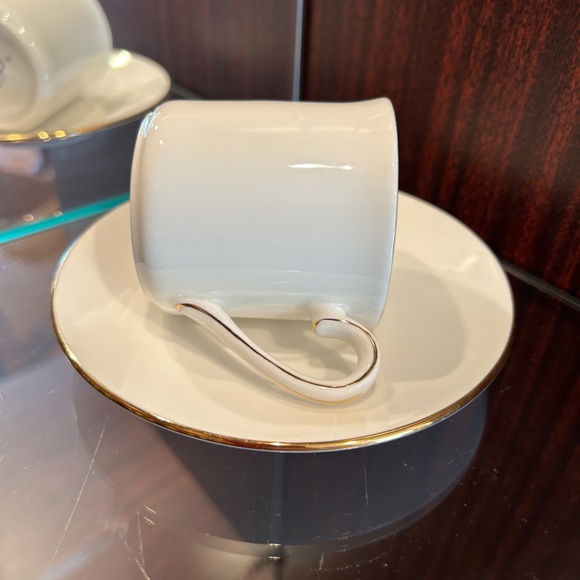 Queen's China Staffordshire English Fine Bone China White Cup & Saucer - 2 Sets - Picture 3 of 8